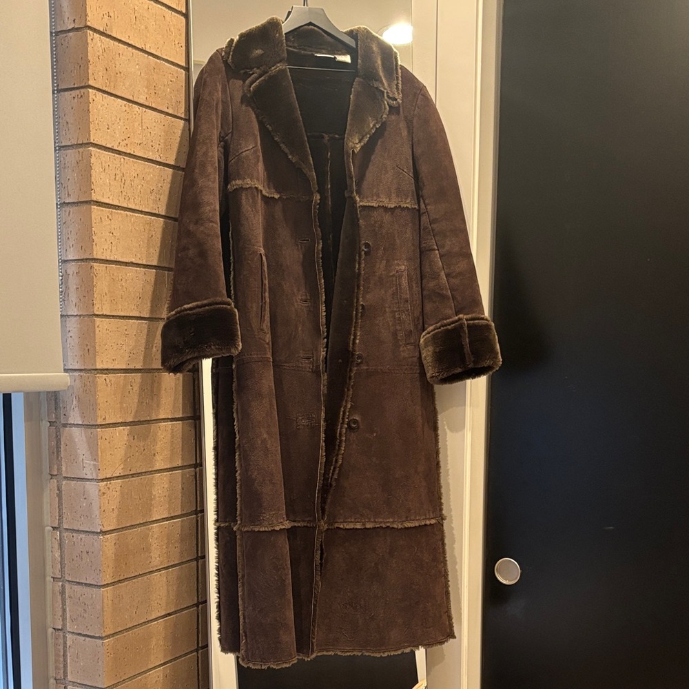 VTG Newport News Suede and faux fur coat - S, brown